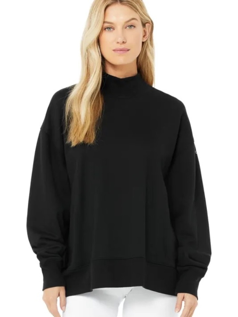 ALO Yoga Refresh Black Mock Neck Pullover- S